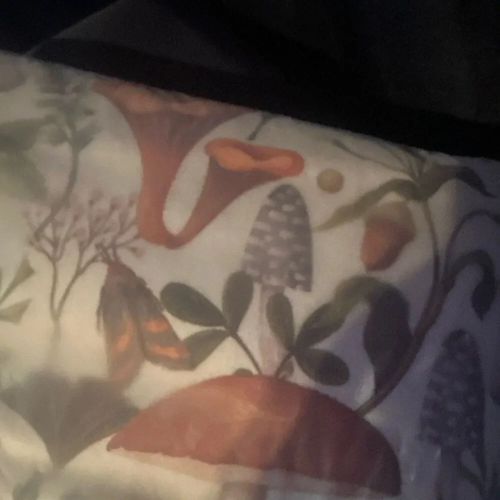 Soft Polyester kitchen tea towels-2 Mushroom Floral Print White/Multicolor 23x15
